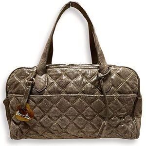Barr + Barr New York Y2K Leather Satchel Handbag Quilted Bronze Shimmer w/ Strap